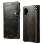 Denior Oil Wax Cowhide Magnetic Button Horizontal Flip Leather Case with Card Slots & Wallet, For Galaxy Note 10 Plus, For iPhone 11, For iPhone 11 Pro, For iPhone 11 Pro Max For Galaxy Note 10 Plus Black