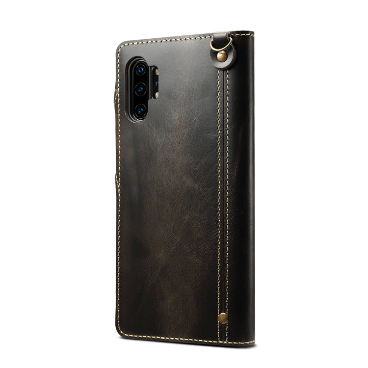 Denior Oil Wax Cowhide Magnetic Button Horizontal Flip Leather Case with Card Slots & Wallet, For Galaxy Note 10 Plus, For iPhone 11, For iPhone 11 Pro, For iPhone 11 Pro Max