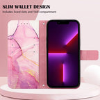 PT003 Marble Pattern Flip Leather Phone Case – Card Slot, Flip, Leather, For iPhone XR