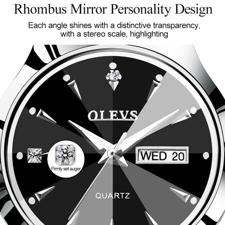 OLEVS 8697 Couple Fashion Waterproof Luminous Quartz Watch, OLEVS 8697 (Black)