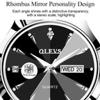 OLEVS 8697 Couple Fashion Waterproof Luminous Quartz Watch, OLEVS 8697 (Black + Rose Gold)
