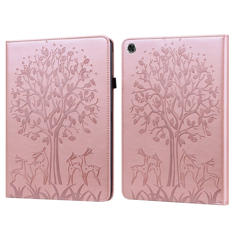 Tree & Deer Pattern Pressed Printing Leather Tablet Case – Card Slot, Leather, TPU, For OPPO Pad 11 inch, For OPPO Realme Pad 10.4 inch, For Huawei MatePad T 10s 10.1 inch / T 10 9.7 inch, For Lenovo Legion Y700 For OPPO Realme Pad 10.4 inch Pink