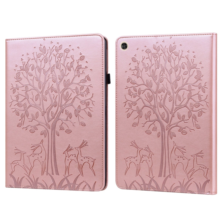 Tree & Deer Pattern Pressed Printing Leather Tablet Case – Card Slot, Leather, TPU, For OPPO Pad 11 inch, For OPPO Realme Pad 10.4 inch, For Huawei MatePad T 10s 10.1 inch / T 10 9.7 inch, For Lenovo Legion Y700 For Huawei MatePad T 10s 10.1 inch T 10 9.7 inch Pink