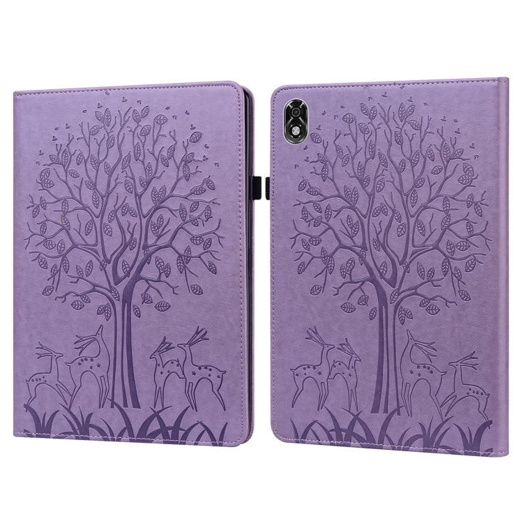 Tree & Deer Pattern Pressed Printing Leather Tablet Case – Card Slot, Leather, TPU, For OPPO Pad 11 inch, For OPPO Realme Pad 10.4 inch, For Huawei MatePad T 10s 10.1 inch / T 10 9.7 inch, For Lenovo Legion Y700 For Lenovo Legion Y700 Purple