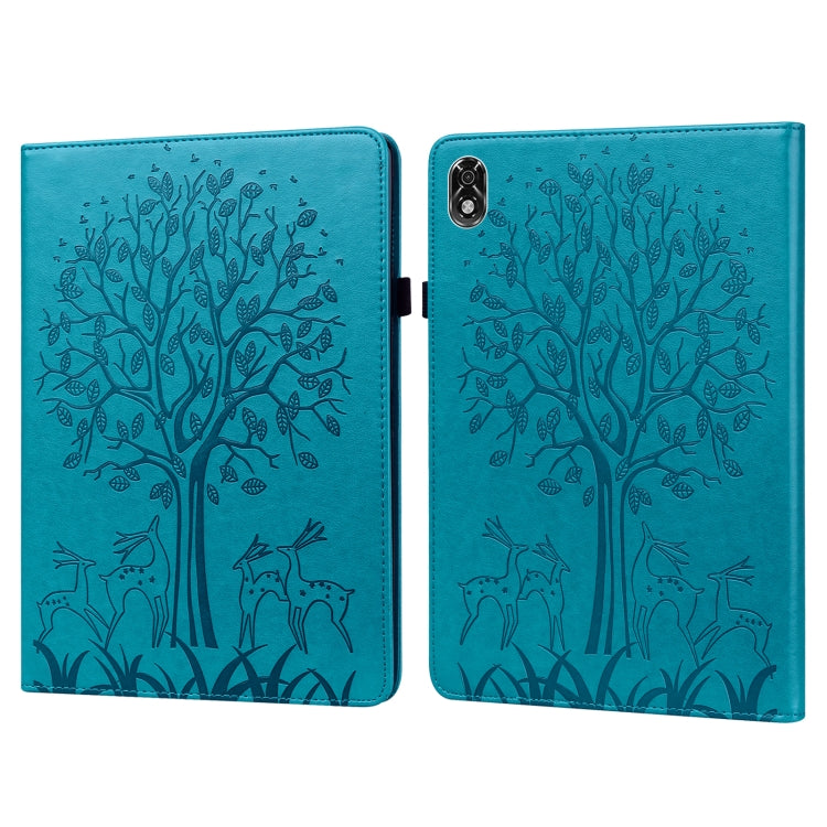 Tree & Deer Pattern Pressed Printing Leather Tablet Case – Card Slot, Leather, TPU, For OPPO Pad 11 inch, For OPPO Realme Pad 10.4 inch, For Huawei MatePad T 10s 10.1 inch / T 10 9.7 inch, For Lenovo Legion Y700 For Lenovo Legion Y700 Blue