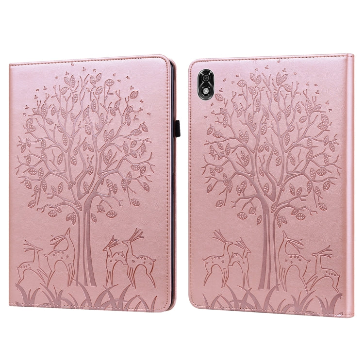 Tree & Deer Pattern Pressed Printing Leather Tablet Case – Card Slot, Leather, TPU, For OPPO Pad 11 inch, For OPPO Realme Pad 10.4 inch, For Huawei MatePad T 10s 10.1 inch / T 10 9.7 inch, For Lenovo Legion Y700 For Lenovo Legion Y700 Pink