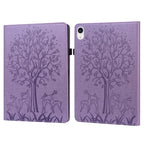 Tree & Deer Pattern Pressed Printing Leather Tablet Case, For iPad mini 6 2021 / mini 2024, For Samsung Galaxy Tab A8 10.5 2021 SM-X200 / SM-X205 For iPad mini 6 2021 mini 2024 Purple