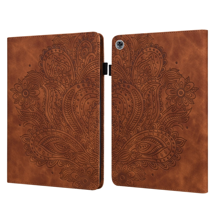Peacock Embossed Pattern TPU + PU Leather Tablet Case – Card Slot, Leather, TPU, For OPPO Pad 11 inch, For OPPO Realme Pad 10.4 inch, For Huawei Enjoy Tablet 2 10.1 inch, For Huawei MediaPad M5 Lite 10 For Huawei MediaPad M5 Lite 10 Brown