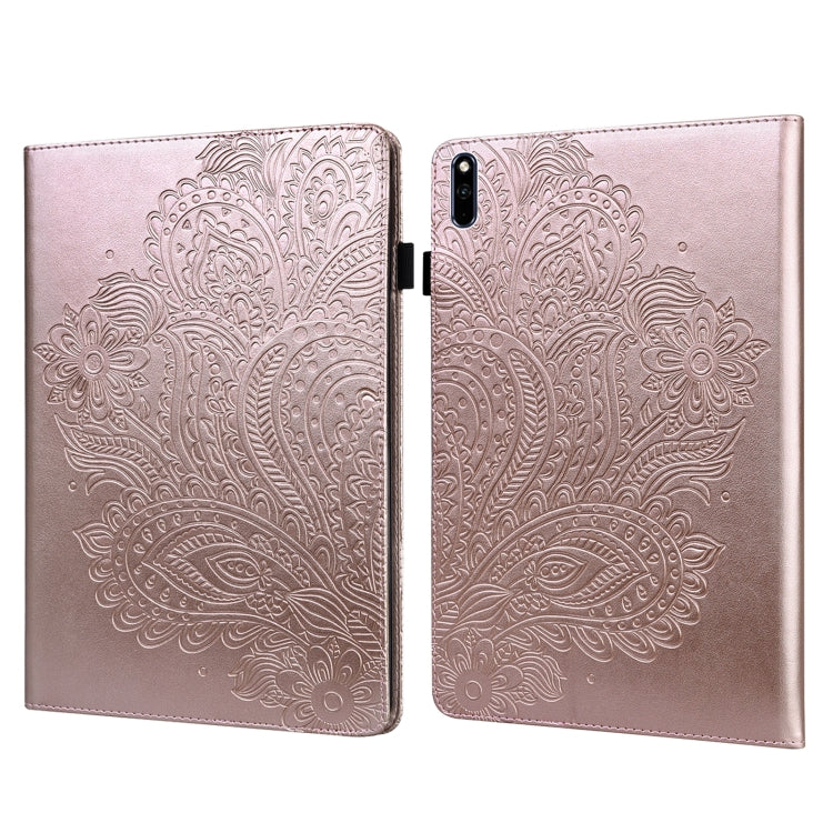 Peacock Embossed Pattern TPU + PU Leather Tablet Case – Card Slot, Leather, TPU, For Huawei MatePad 10.4, For Huawei MatePad T8 8.0 2020, For Huawei MediaPad T3 10, For Huawei MediaPad T5 10 For Huawei MatePad 10.4 Rose Gold