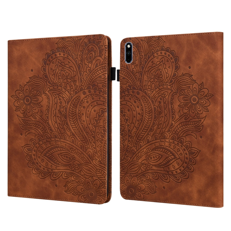 Peacock Embossed Pattern TPU + PU Leather Tablet Case – Card Slot, Leather, TPU, For Huawei MatePad 10.4, For Huawei MatePad T8 8.0 2020, For Huawei MediaPad T3 10, For Huawei MediaPad T5 10 For Huawei MatePad 10.4 Brown