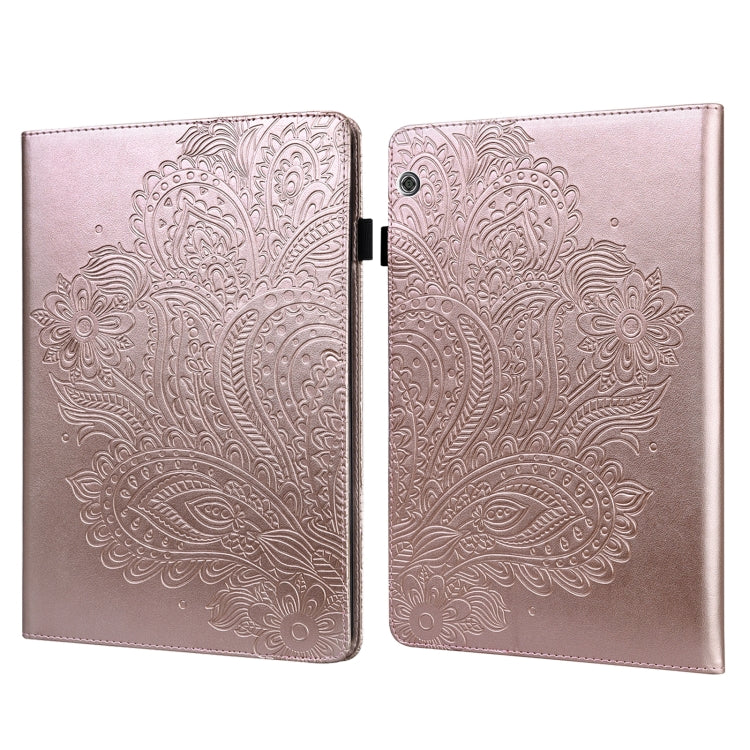 Peacock Embossed Pattern TPU + PU Leather Tablet Case – Card Slot, Leather, TPU, For Huawei MatePad 10.4, For Huawei MatePad T8 8.0 2020, For Huawei MediaPad T3 10, For Huawei MediaPad T5 10 For Huawei MediaPad T5 10 Rose Gold