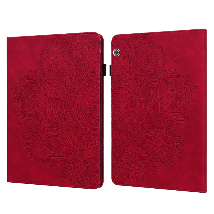 Peacock Embossed Pattern TPU + PU Leather Tablet Case – Card Slot, Leather, TPU, For Huawei MatePad 10.4, For Huawei MatePad T8 8.0 2020, For Huawei MediaPad T3 10, For Huawei MediaPad T5 10 For Huawei MediaPad T5 10 Red