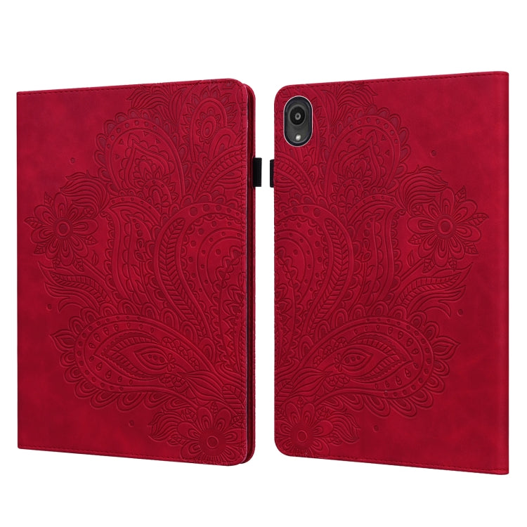 Peacock Embossed Pattern TPU + PU Leather Tablet Case – Card Slot, Leather, TPU, For Lenovo Tab M10 TB-X505L / TB-X505F / TB-X605L / TB-X605F & P10 TB-X705F / TB-X705L, For Lenovo Tab M10 HD 2nd Gen TB-X306X / TB-X306F For Lenovo Tab P11 2020 11 inch TB-J606F TB-J606X Red