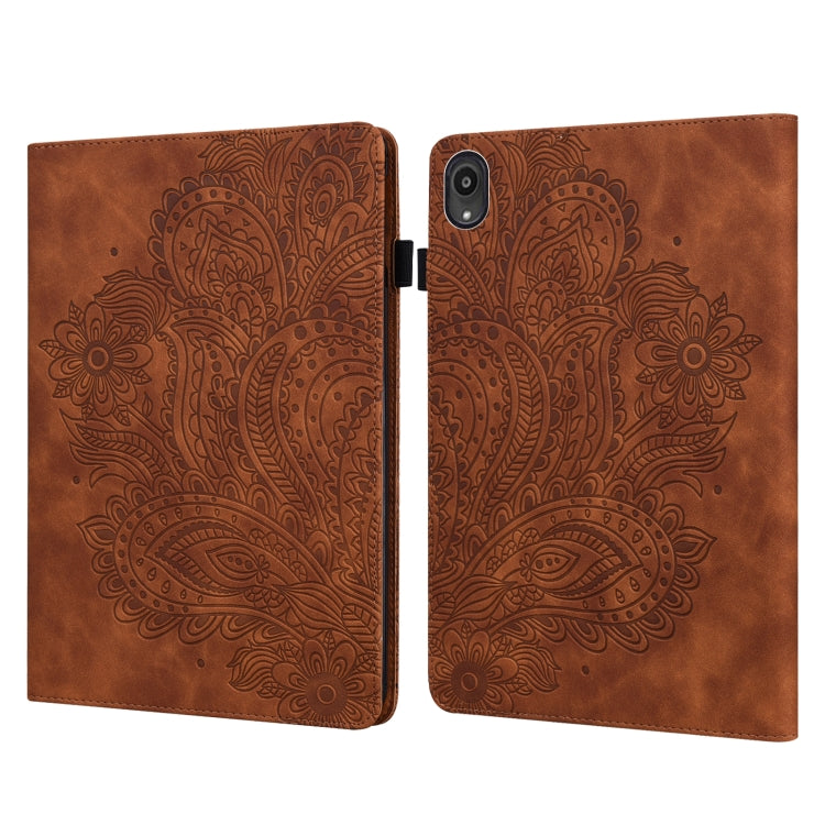 Peacock Embossed Pattern TPU + PU Leather Tablet Case – Card Slot, Leather, TPU, For Lenovo Tab M10 TB-X505L / TB-X505F / TB-X605L / TB-X605F & P10 TB-X705F / TB-X705L, For Lenovo Tab M10 HD 2nd Gen TB-X306X / TB-X306F For Lenovo Tab P11 2020 11 inch TB-J606F TB-J606X Brown