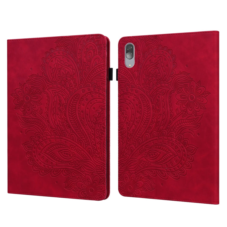 Peacock Embossed Pattern TPU + PU Leather Tablet Case – Card Slot, Leather, TPU, For Lenovo Tab M10 TB-X505L / TB-X505F / TB-X605L / TB-X605F & P10 TB-X705F / TB-X705L, For Lenovo Tab M10 HD 2nd Gen TB-X306X / TB-X306F For Lenovo Tab P11 Pro 11.5 inch 2021 TB-J706L TB-J706F Red