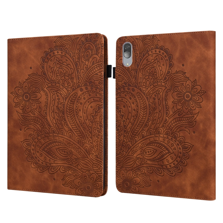 Peacock Embossed Pattern TPU + PU Leather Tablet Case – Card Slot, Leather, TPU, For Lenovo Tab M10 TB-X505L / TB-X505F / TB-X605L / TB-X605F & P10 TB-X705F / TB-X705L, For Lenovo Tab M10 HD 2nd Gen TB-X306X / TB-X306F For Lenovo Tab P11 Pro 11.5 inch 2021 TB-J706L TB-J706F Brown