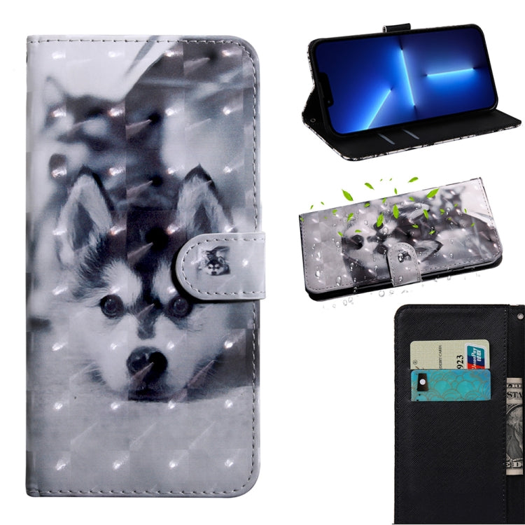 3D Painting Pattern Coloured Drawing Leather Phone Case, For iPhone 13 Pro Max, For iPhone 13 Pro For iPhone 13 Pro Max Husky