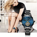 JIN SHI DUN 8812 Women Simple Hollowed Waterproof Automatic Mechanical Watch