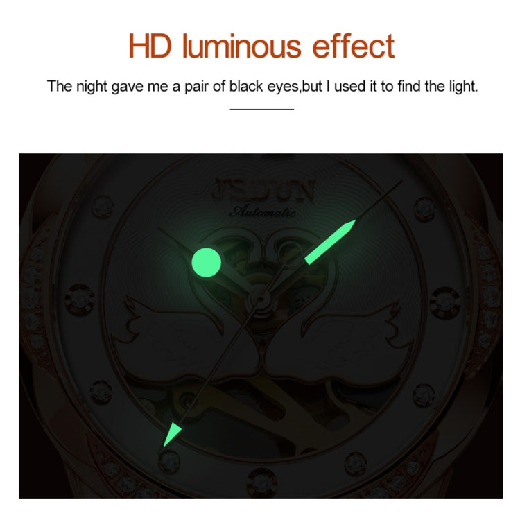 JIN SHI DUN 8831 Women Fashion Diamond Hollowed Waterproof Ceramic Mechanical Watch