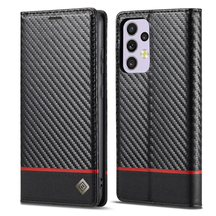 LC.IMEEKE Carbon Fiber PU + TPU Leather Phone Case, For Samsung Galaxy A33 5G For Samsung Galaxy A33 5G Horizontal Black