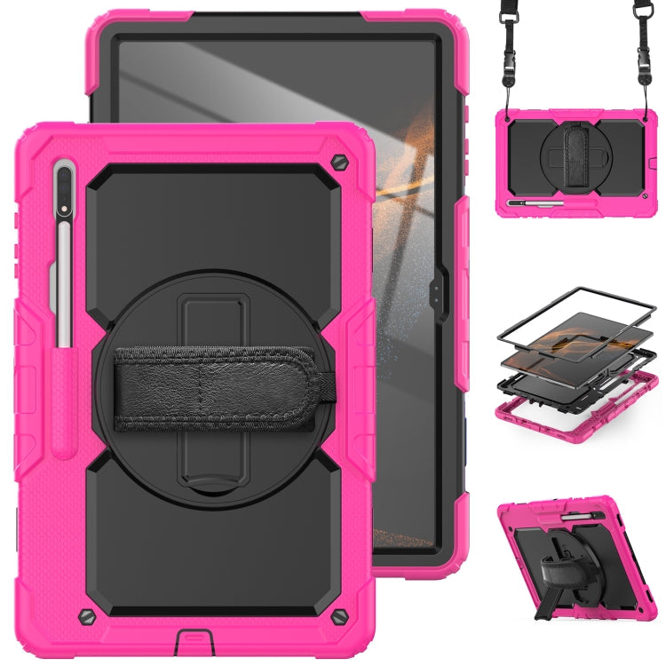 Silicone + PC Tablet Case – Durable Build, Easy to Use, For Samsung Galaxy Tab S8 Ultra 14.6 inch SM-X900 For Samsung Galaxy Tab S8 Ultra 14.6 inch SM-X900 Rose Red+Black