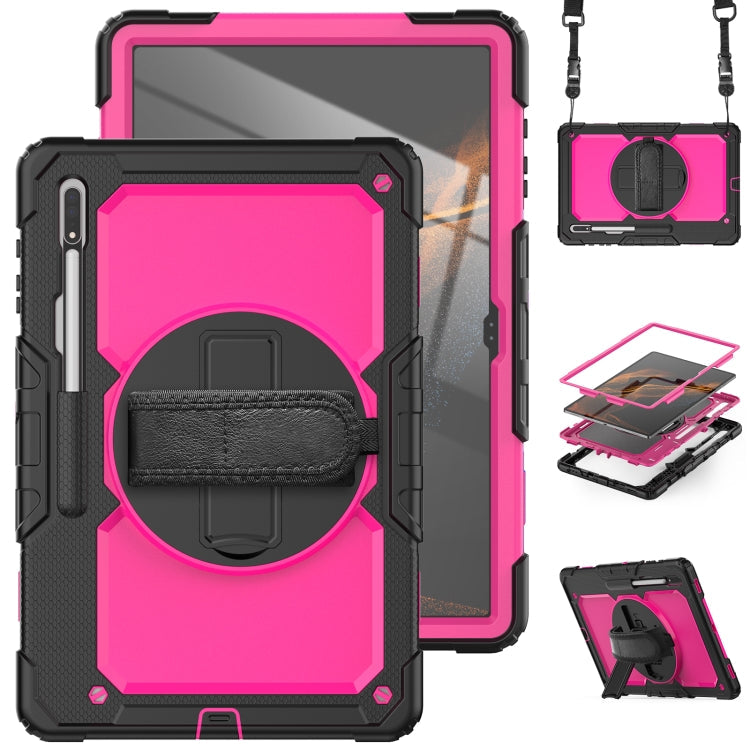 Silicone + PC Tablet Case – Durable Build, Easy to Use, For Samsung Galaxy Tab S8 Ultra 14.6 inch SM-X900 For Samsung Galaxy Tab S8 Ultra 14.6 inch SM-X900 Black+Rose Red
