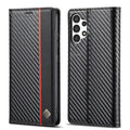 LC.IMEEKE Carbon Fiber Horizontal Flip Leather Phone Case, For Samsung Galaxy A13 4G For Samsung Galaxy A13 4G Vertical Black