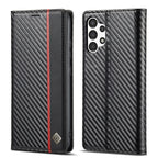 LC.IMEEKE Carbon Fiber Horizontal Flip Leather Phone Case, For Samsung Galaxy A13 4G For Samsung Galaxy A13 4G Vertical Black