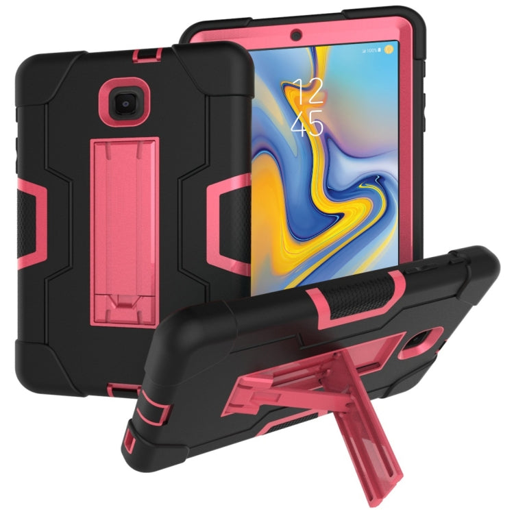 Contrast Color Silicone + PC Combination Case with Holder, For Galaxy Tab A 8.0 (2018) T387, For Galaxy Tab A 8.0 (2019) T290 For Galaxy Tab A 8.0 (2018) T387 Black + Rose Red