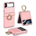 GKK Magnetic Hinged Flip Case with Ring Holder, For Samsung Galaxy Z Flip3 5G For Samsung Galaxy Z Flip3 5G Pink