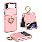 GKK Magnetic Hinged Flip Case with Ring Holder, For Samsung Galaxy Z Flip3 5G For Samsung Galaxy Z Flip3 5G Pink