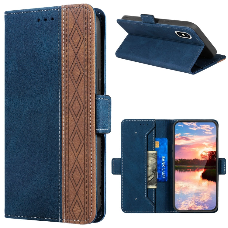 Stitching Magnetic RFID Leather Case, For iPhone XS Max, For iPhone SE 2022 / SE 2020 / 7 / 8, For iPhone 7 Plus / 8 Plus For iPhone XS Max Royal Blue