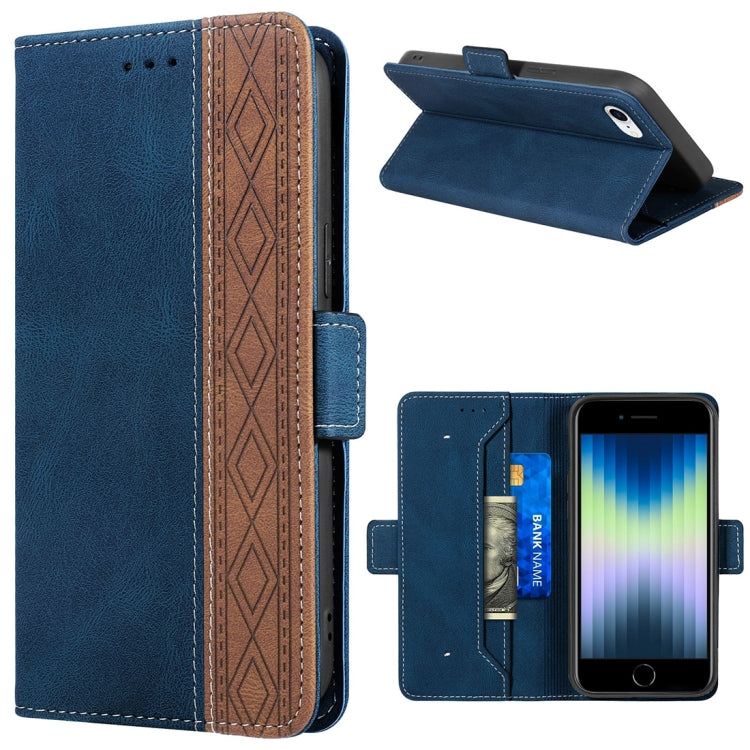 Stitching Magnetic RFID Leather Case – Magnetic, Leather, TPU, For iPhone XS Max, For iPhone SE 2022 / SE 2020 / 7 / 8, For iPhone 7 Plus / 8 Plus For iPhone SE 2022 SE 2020 7 8 Royal Blue