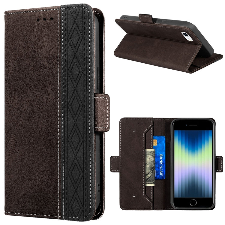 Stitching Magnetic RFID Leather Case – Magnetic, Leather, TPU, For iPhone XS Max, For iPhone SE 2022 / SE 2020 / 7 / 8, For iPhone 7 Plus / 8 Plus For iPhone SE 2022 SE 2020 7 8 Coffee