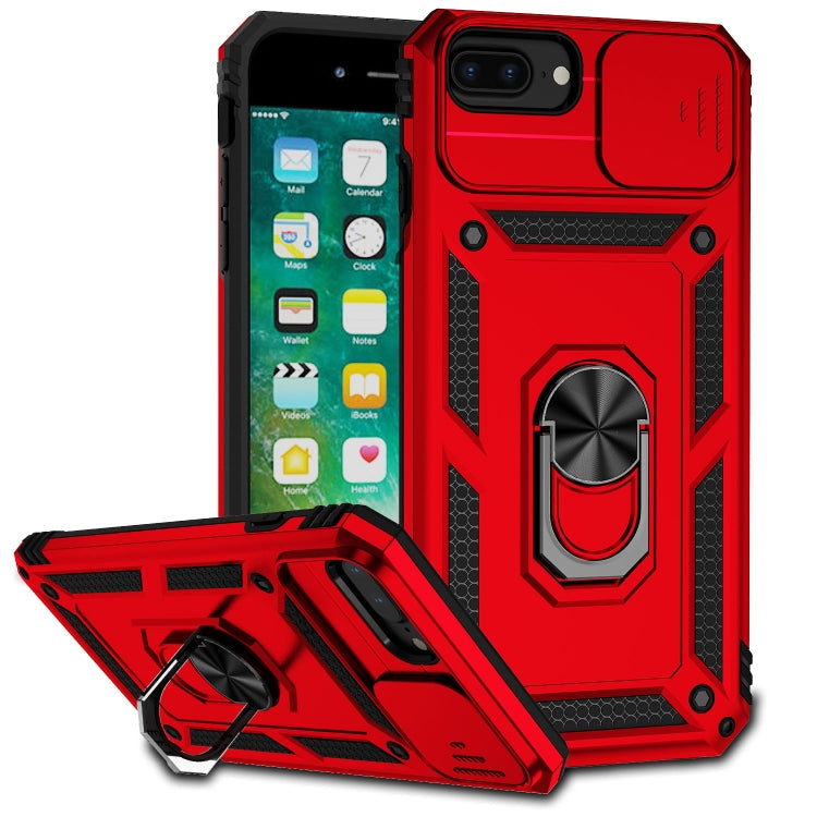 Sliding Camshield Holder Phone Case, For iPhone 12 mini, For iPhone SE... For iPhone 8 Plus 7 Plus 6 Plus Red