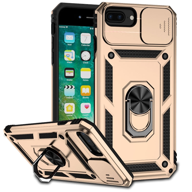 Sliding Camshield Holder Phone Case, For iPhone 12 mini, For iPhone SE... For iPhone 8 Plus 7 Plus 6 Plus Gold