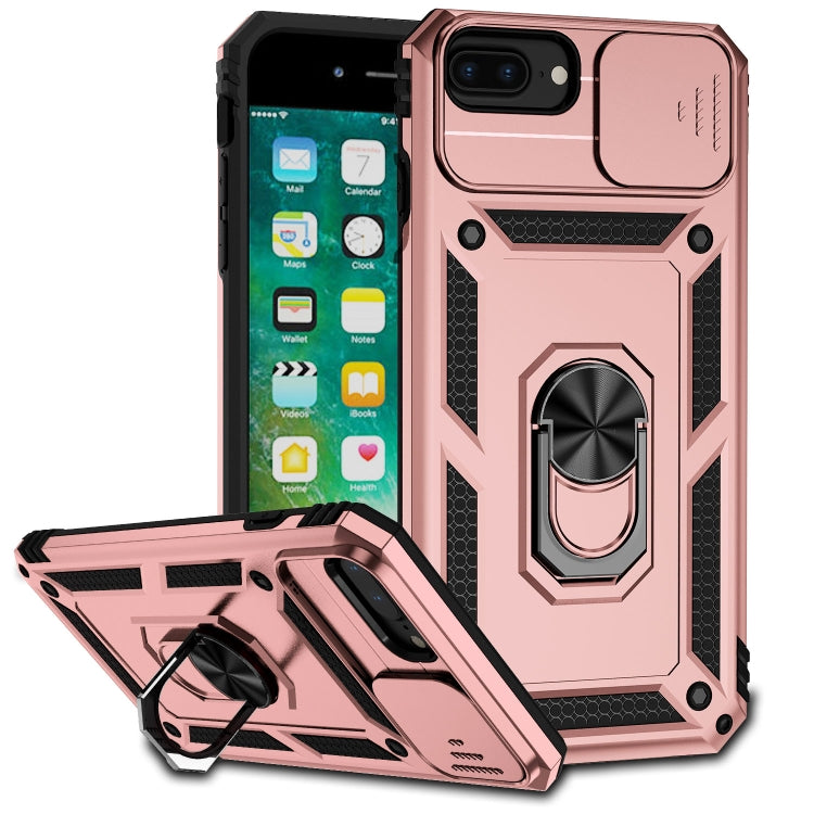 Sliding Camshield Holder Phone Case, For iPhone 12 mini, For iPhone SE... For iPhone 8 Plus 7 Plus 6 Plus Rose Gold