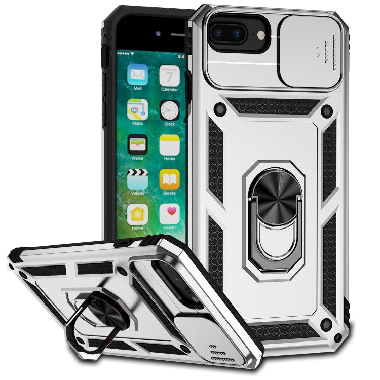 Sliding Camshield Holder Phone Case, For iPhone 12 mini, For iPhone SE... For iPhone 8 Plus 7 Plus 6 Plus Silver