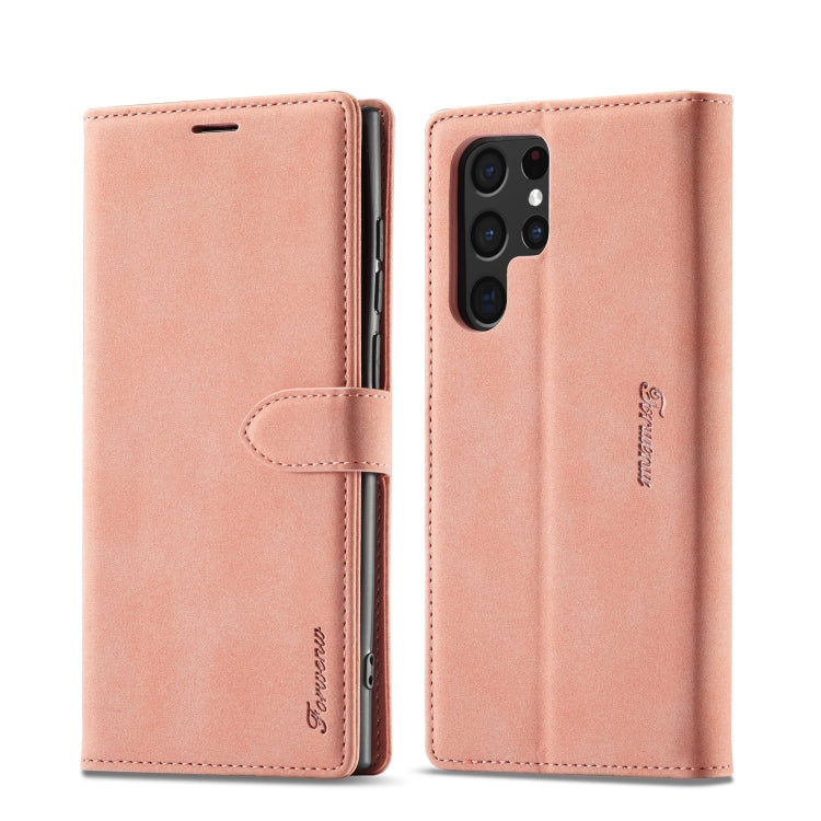 Forwenw F1 Series Matte Strong Magnetism Leather Phone Case – Leather, For Samsung Galaxy S22 Ultra 5G, For Samsung Galaxy S22 5G, For Samsung Galaxy S22+ 5G For Samsung Galaxy S22 Ultra 5G Rose Gold