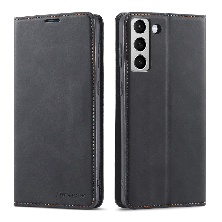 Forwenw Dream Series Oil Edge Strong Magnetism Leather Phone Case – Leather, For Samsung Galaxy S22 5G, For Samsung Galaxy S22+ 5G, For Samsung Galaxy S21 FE 5G, For Samsung Galaxy S22 Ultra 5G, For Samsung Galaxy Z Flip3 5G, For Samsung Galaxy Z Fold3 5G For Samsung Galaxy S22 5G Black