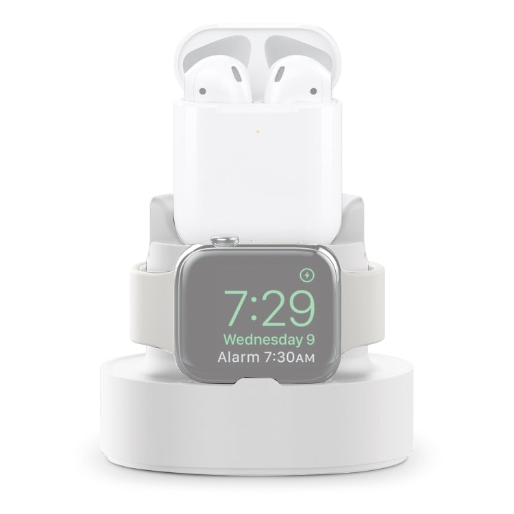 A001 3 In 1 Silicone Charging Holder for iPhone / iWatch / AirPods White