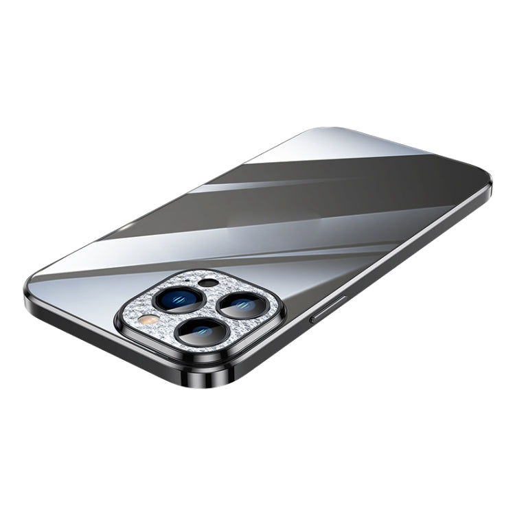 Diamond Lens Protector Plated Frosted Case, For iPhone 13, For iPhone... For iPhone 12 Black