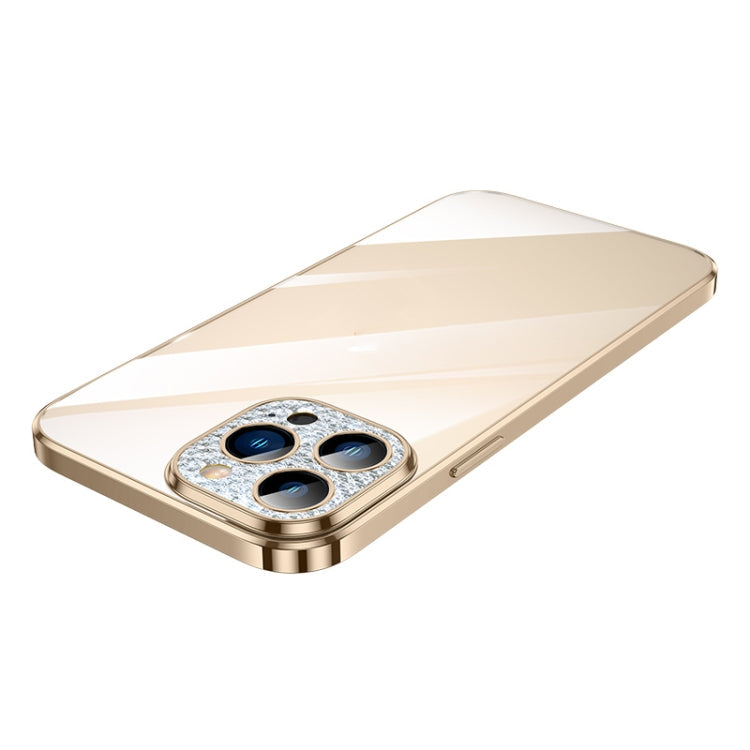 Diamond Lens Protector Plated Frosted Case, For iPhone 13, For iPhone... For iPhone 12 Pro Gold