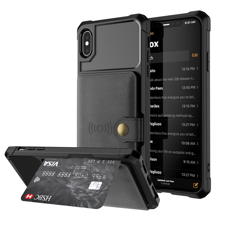 Magnetic Wallet Card Bag Leather Case, For iPhone XS Max, For iPhone SE 2022 / 2020 / 7 / 8, For iPhone 8 Plus / 7 Plus / 6 Plus For iPhone XS Max Black