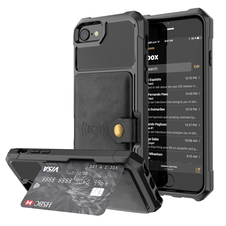 Magnetic Wallet Card Bag Leather Case – Magnetic, Card Slot, Leather, For iPhone XS Max, For iPhone SE 2022 / 2020 / 7 / 8, For iPhone 8 Plus / 7 Plus / 6 Plus For iPhone SE 2022 2020 7 8 Black