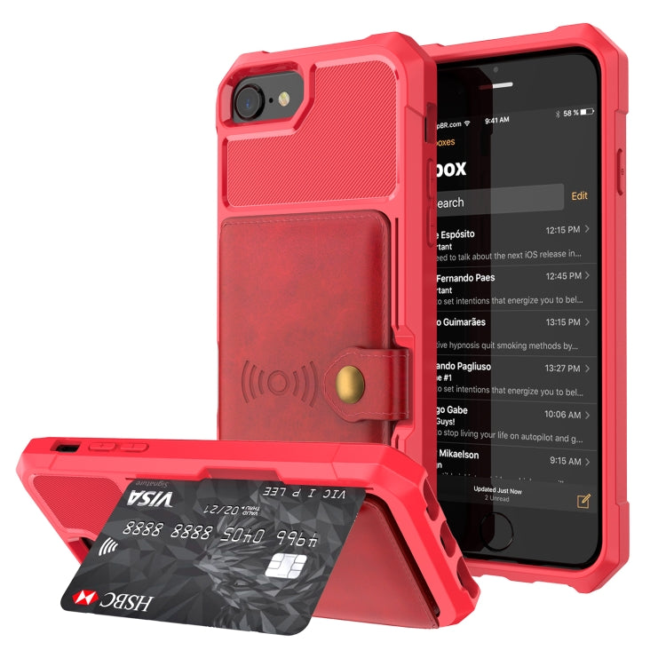 Magnetic Wallet Card Bag Leather Case – Magnetic, Card Slot, Leather, For iPhone XS Max, For iPhone SE 2022 / 2020 / 7 / 8, For iPhone 8 Plus / 7 Plus / 6 Plus For iPhone SE 2022 2020 7 8 Red