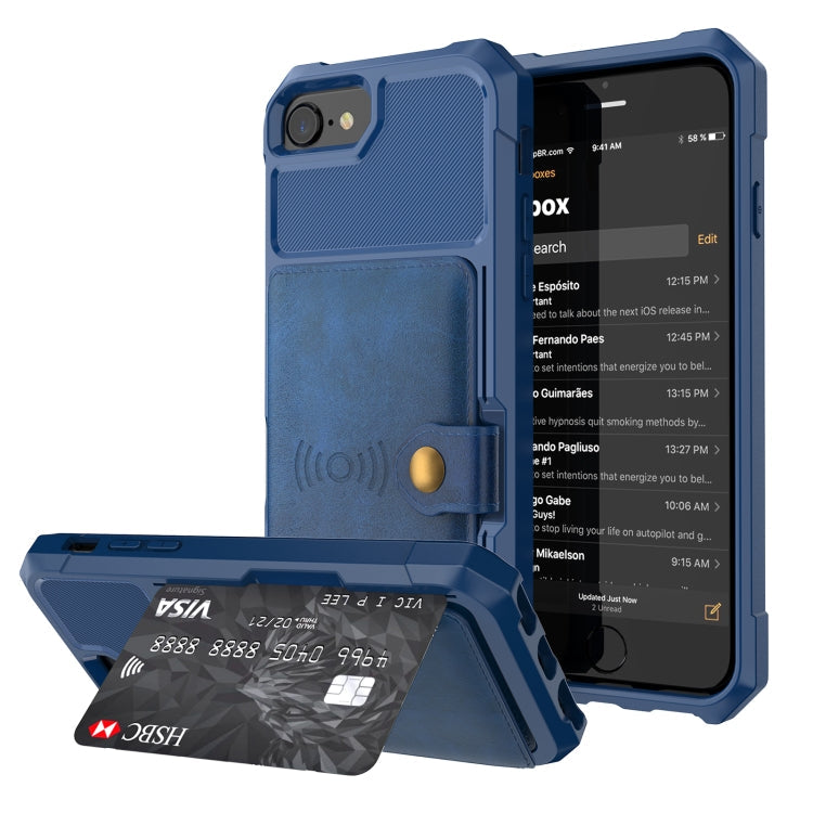 Magnetic Wallet Card Bag Leather Case – Magnetic, Card Slot, Leather, For iPhone XS Max, For iPhone SE 2022 / 2020 / 7 / 8, For iPhone 8 Plus / 7 Plus / 6 Plus For iPhone SE 2022 2020 7 8 Navy Blue