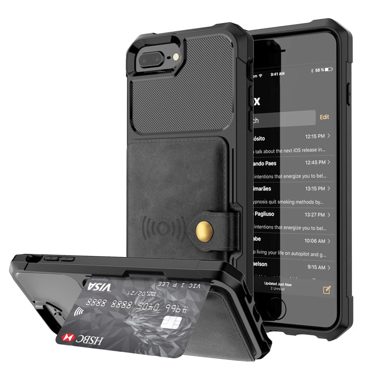 Magnetic Wallet Card Bag Leather Case – Magnetic, Card Slot, Leather, For iPhone XS Max, For iPhone SE 2022 / 2020 / 7 / 8, For iPhone 8 Plus / 7 Plus / 6 Plus For iPhone 8 Plus 7 Plus 6 Plus Black