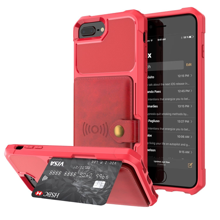 Magnetic Wallet Card Bag Leather Case – Magnetic, Card Slot, Leather, For iPhone XS Max, For iPhone SE 2022 / 2020 / 7 / 8, For iPhone 8 Plus / 7 Plus / 6 Plus For iPhone 8 Plus 7 Plus 6 Plus Red