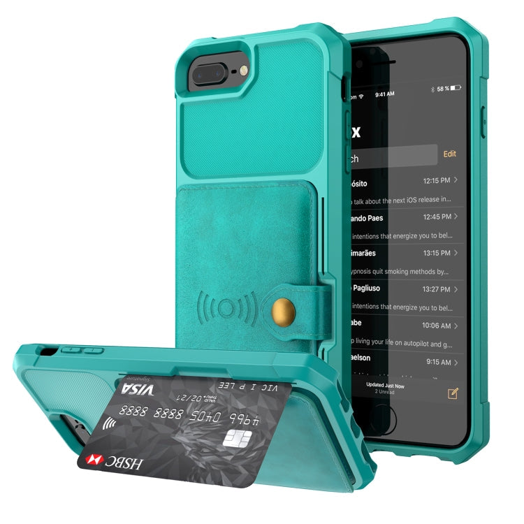 Magnetic Wallet Card Bag Leather Case – Magnetic, Card Slot, Leather, For iPhone XS Max, For iPhone SE 2022 / 2020 / 7 / 8, For iPhone 8 Plus / 7 Plus / 6 Plus For iPhone 8 Plus 7 Plus 6 Plus Cyan